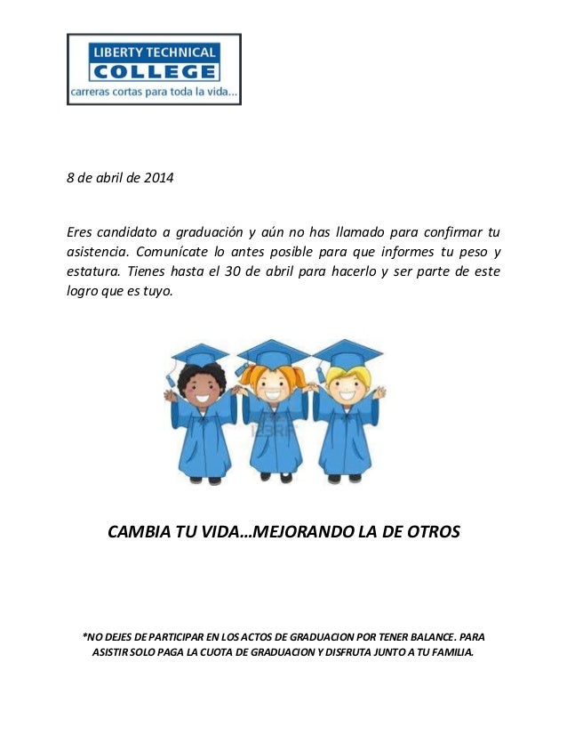carta asistencia graduacion