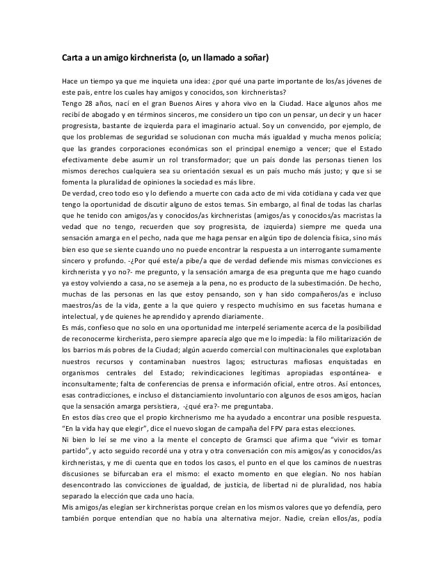 Carta a un amigo kirchnerista (o, un llamado a soñar)