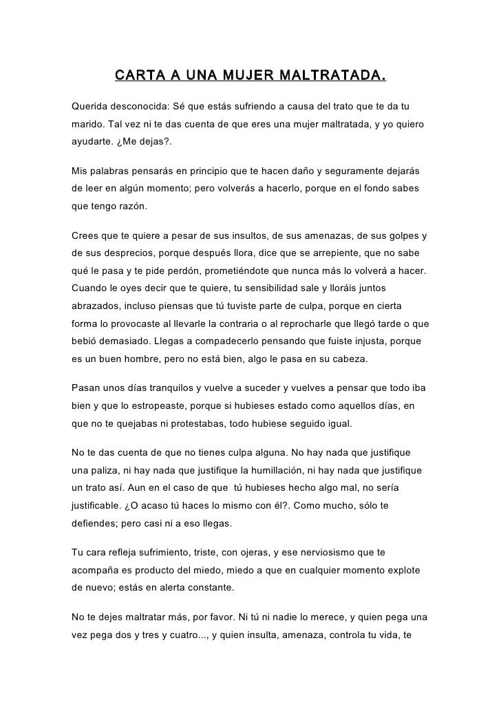 Carta a una mujer maltratada.