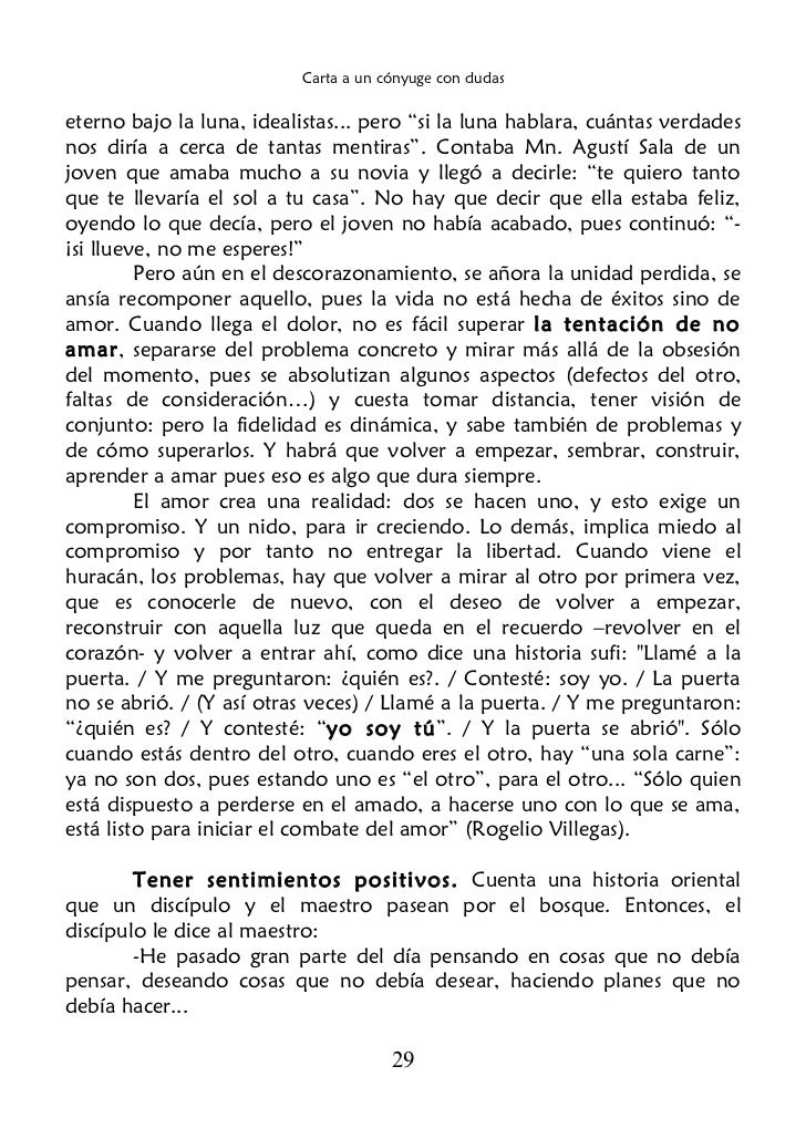 Carta a un cónyuge con dudas