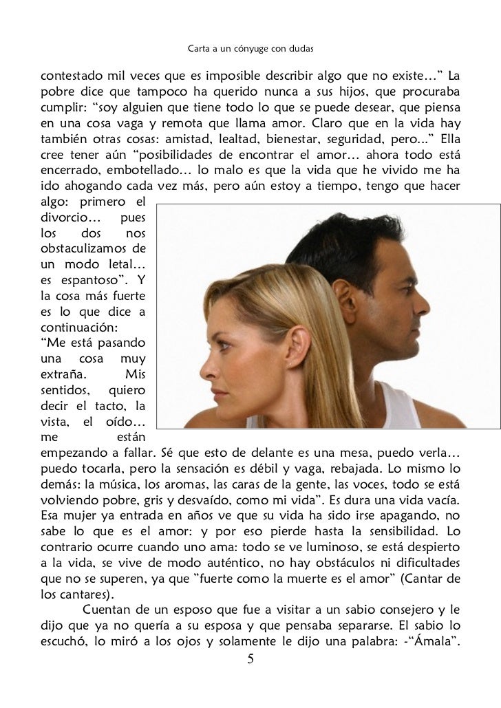 Carta a un cónyuge con dudas
