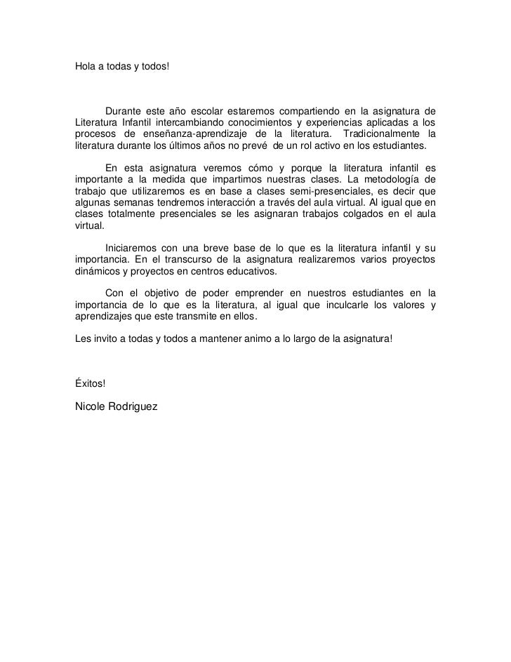 Carta bienvenida