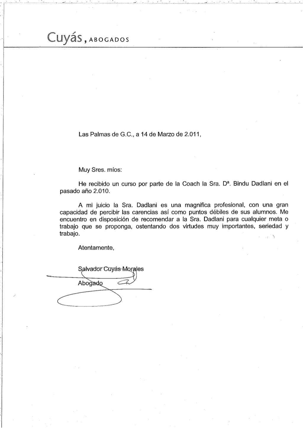 Carta Recomendación Cuyás Abogados