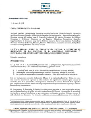 Carta circular 8 2011 2012 organizacion escolar