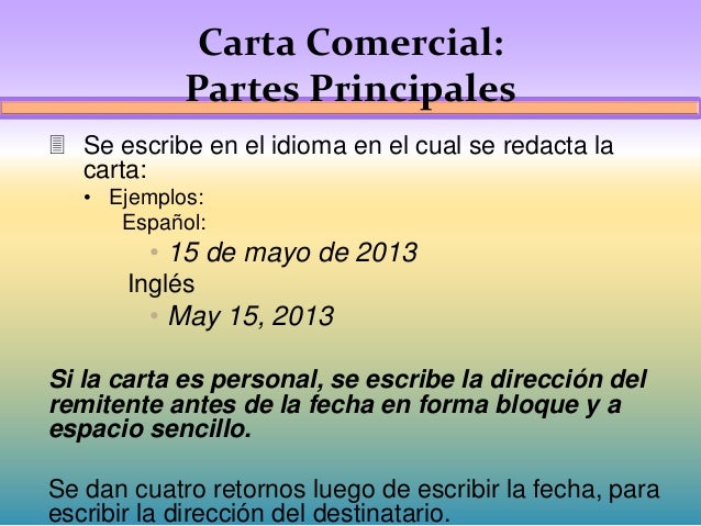 Carta comercial estilos y puntuaciones