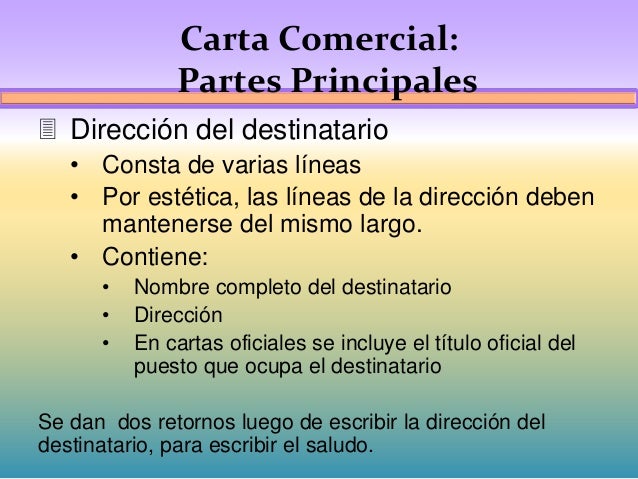 Carta comercial estilos y puntuaciones