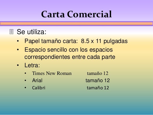 Carta comercial estilos y puntuaciones