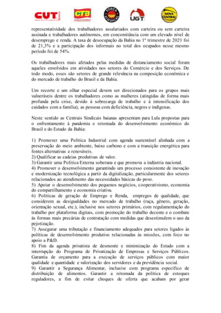 representatividade dos trabalhadores assalariados com carteira ou sem carteira
assinada e trabalhadores autônomos, em conc...