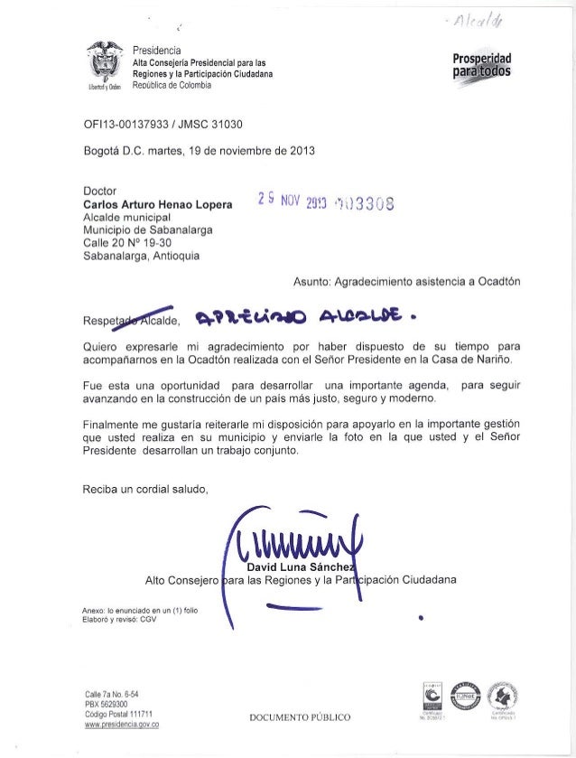 Carta de agradecimiento