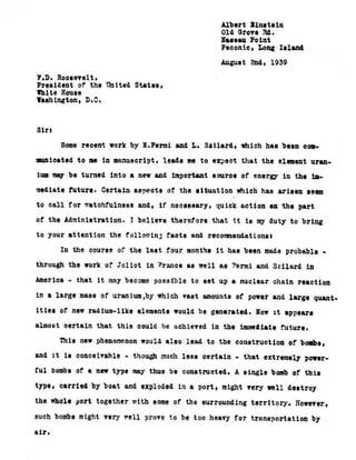 Carta de albert einstein a roosevelt atomic nazi manhatan project