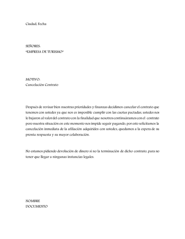 Carta de anulacion Servicios Turisticos PDF
