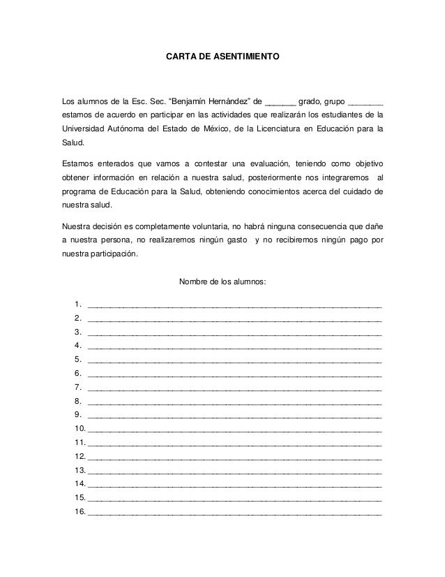 Carta de asentimiento