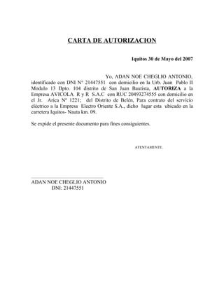 Carta de autorizacion
