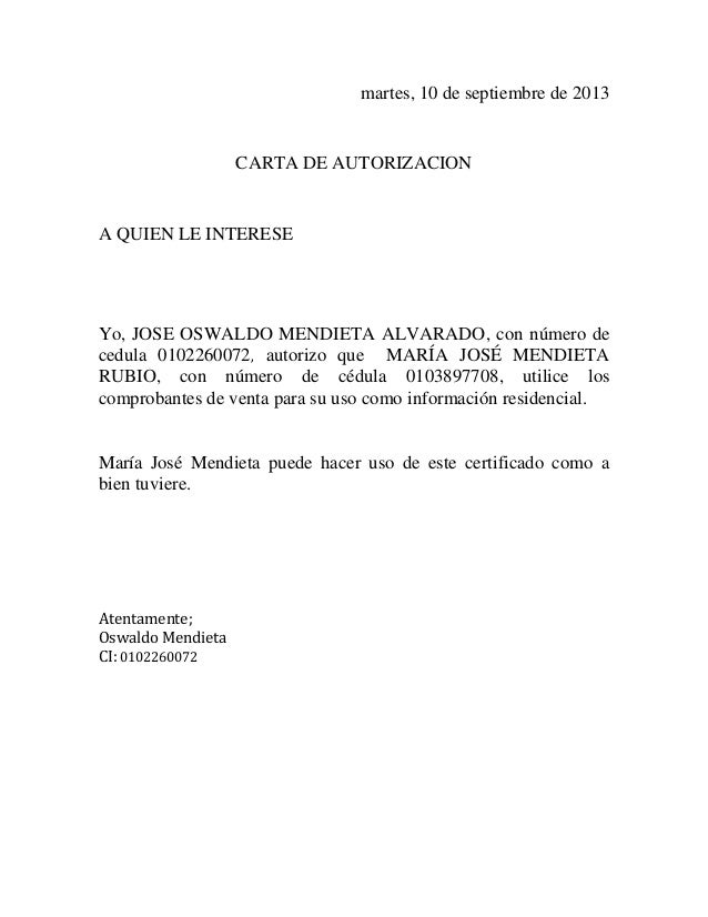 Carta de autorizacion