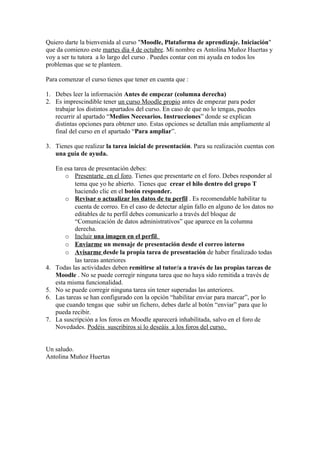 Carta de bienvenida