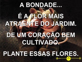 A BONDADE... É A FLOR MAIS ATRAENTE DO JARDIM. DE UM CORAÇÃO BEM CULTIVADO. PLANTE ESSAS FLORES. 