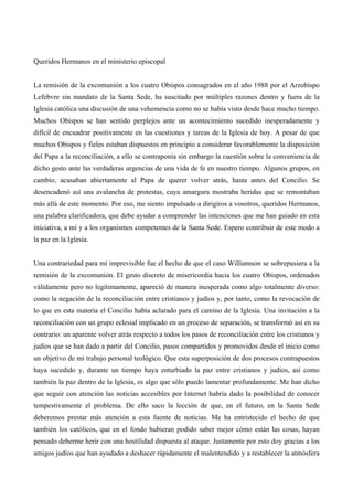 Carta De Bxvi A Los Obispos