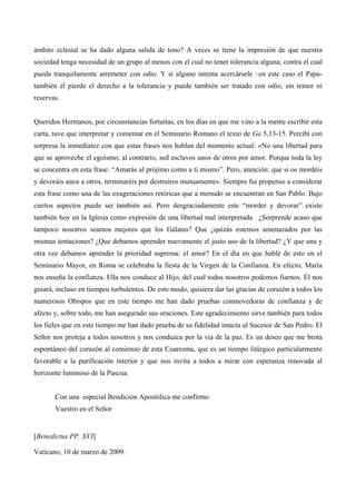 Carta De Bxvi A Los Obispos