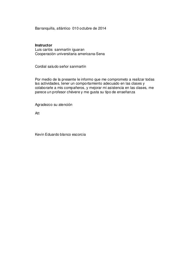 Carta De Compromiso De Asistencia A