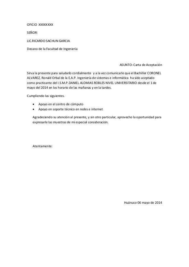 Carta de confirmacion