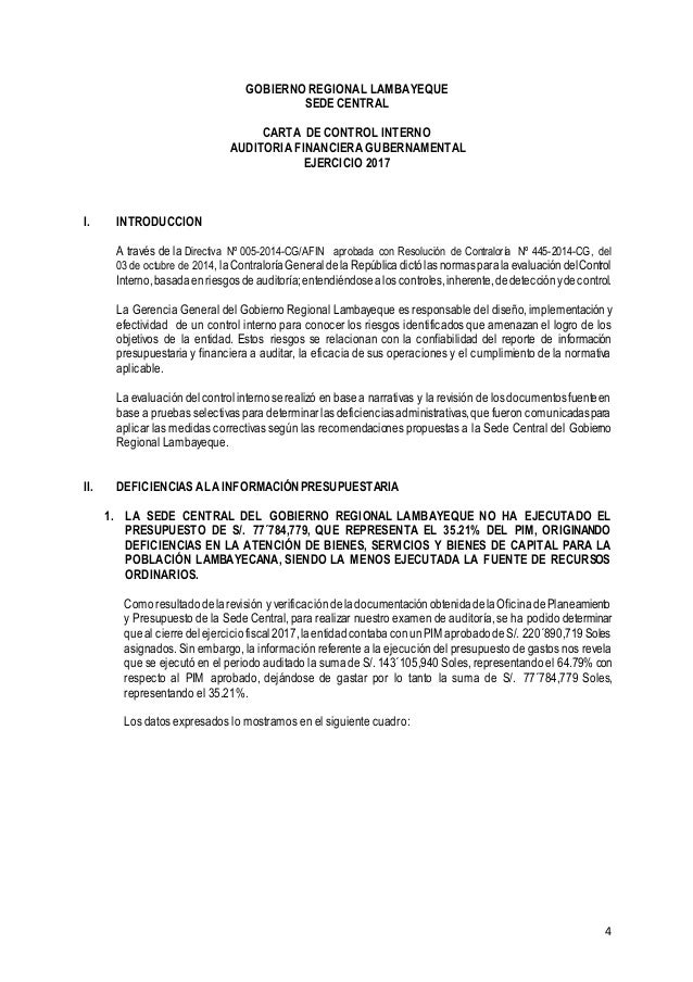 Carta de control interno sede central