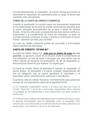 Carta De Credito Comercial Y Stand By