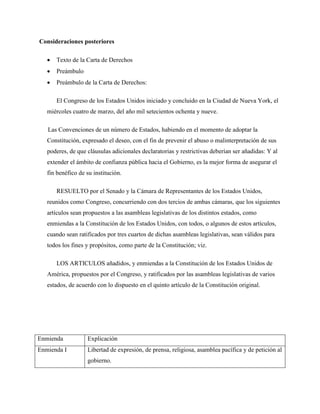 Carta de Derechos de los Estados Unidos | DOCX