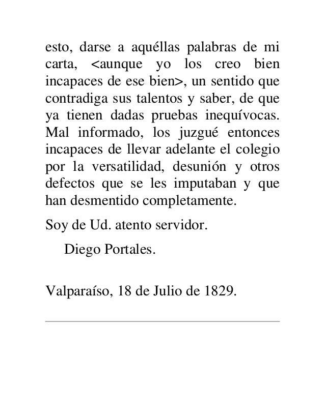 Carta de diego portales a su padre