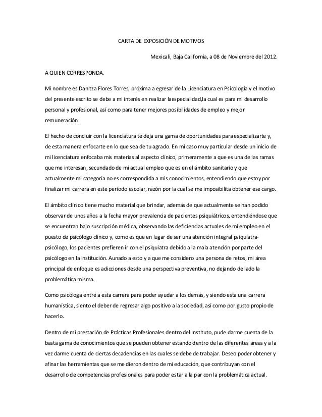 Carta de exposición de motivos