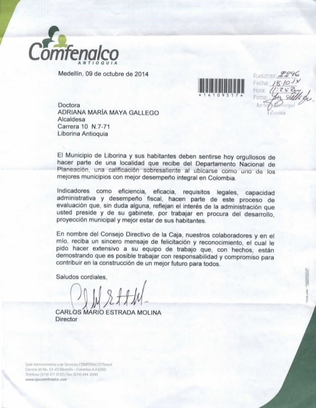 Carta de felicitación comfenalco20141021 11285035 2559