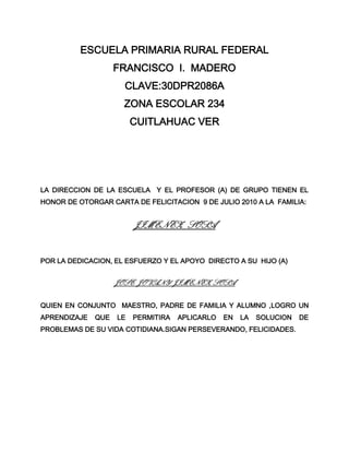 Carta de felicitacion