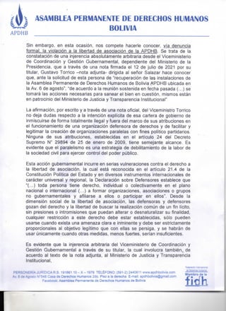 CARTA AL DEFENSOR DEL PUEBLO DE LA APDHB | PDF