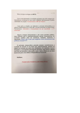 Carta de Francisco Dirceu Barros na eleição do MPPE em 2013