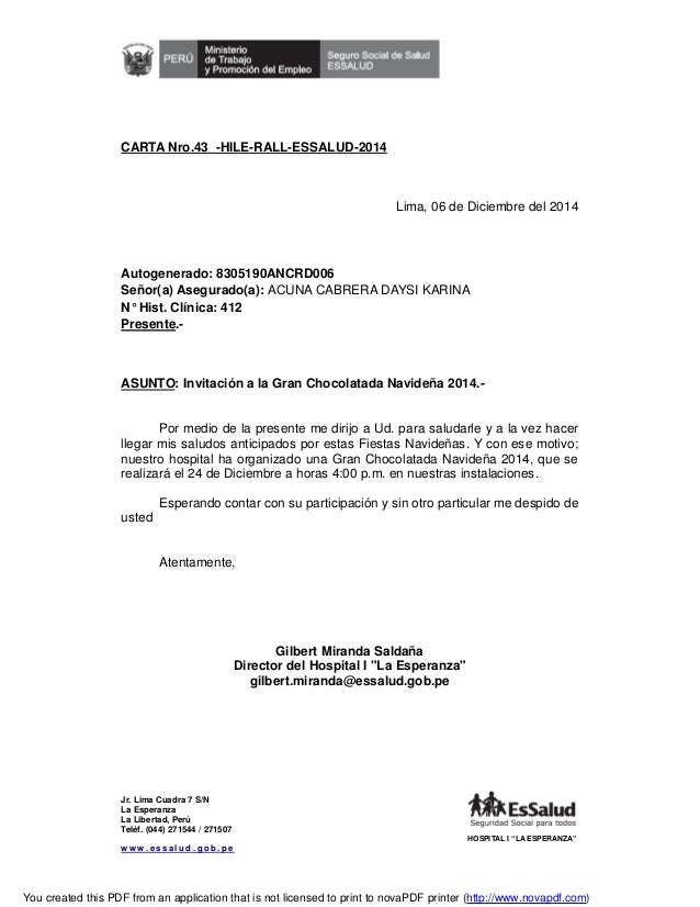 Carta de invitacion chocolatada PDF