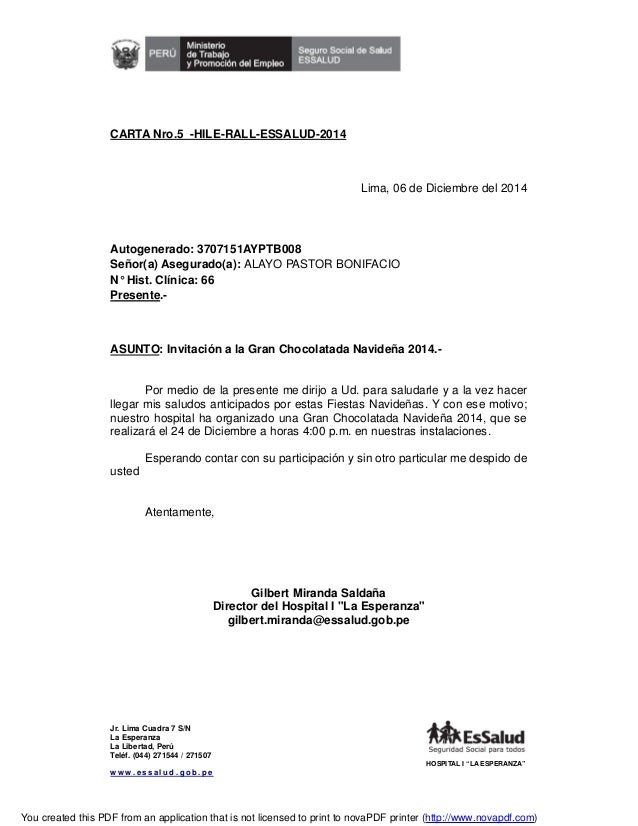 Carta de invitacion chocolatada PDF