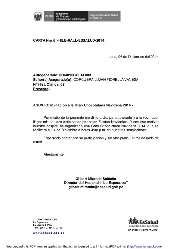 Carta de invitacion chocolatada PDF