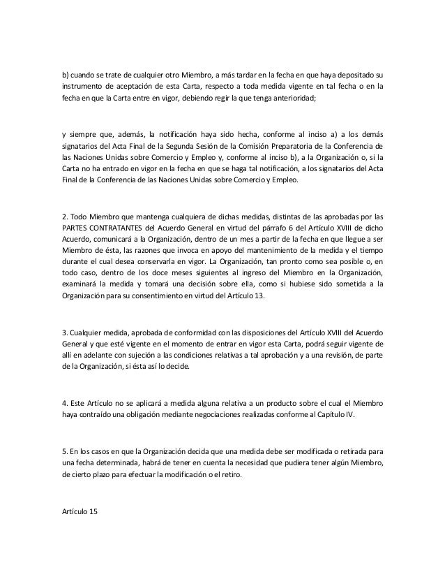 Carta de la habana para una organización internacional de 