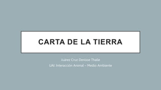 CARTA DE LA TIERRA
Juárez Cruz Denisse Thalíe
UAI: Interacción Animal – Medio Ambiente
 