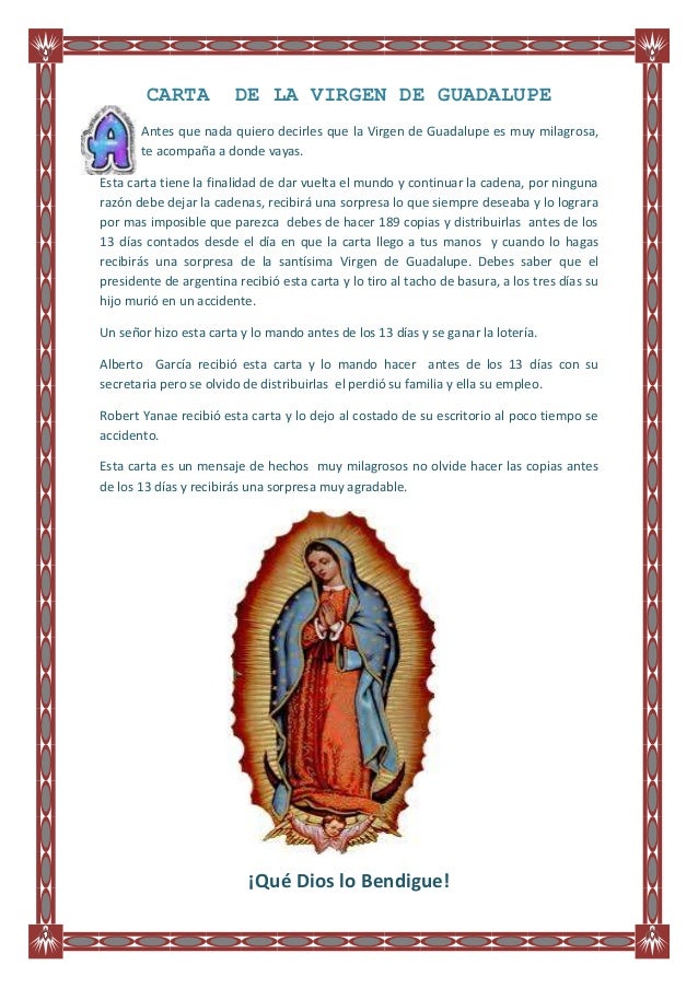 Carta de la virgen de guadalupe