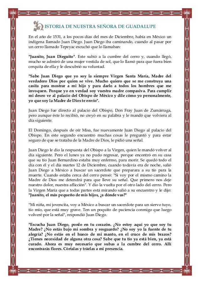 Carta de la virgen de guadalupe