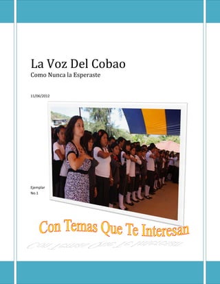 La Voz Del Cobao
Como Nunca la Esperaste


11/06/2012




Ejemplar
No.1
 