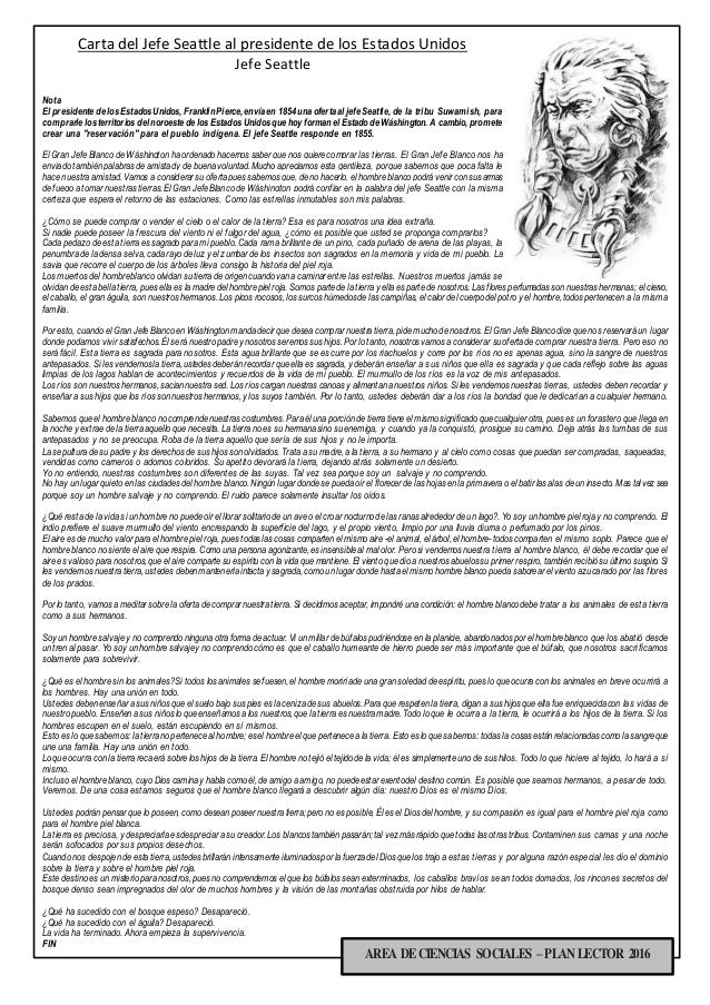 Carta del jefe seattle plan lector
