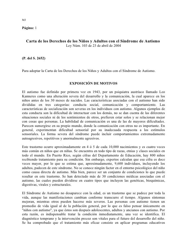 Carta de los derechos de los niños y adultos con el 