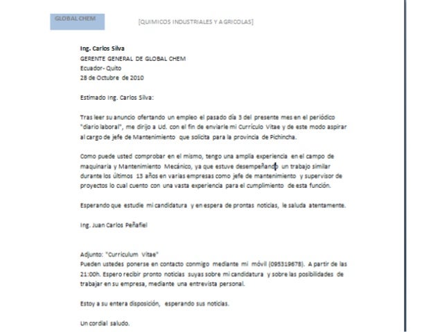 Carta de peticion de trabajo empresa