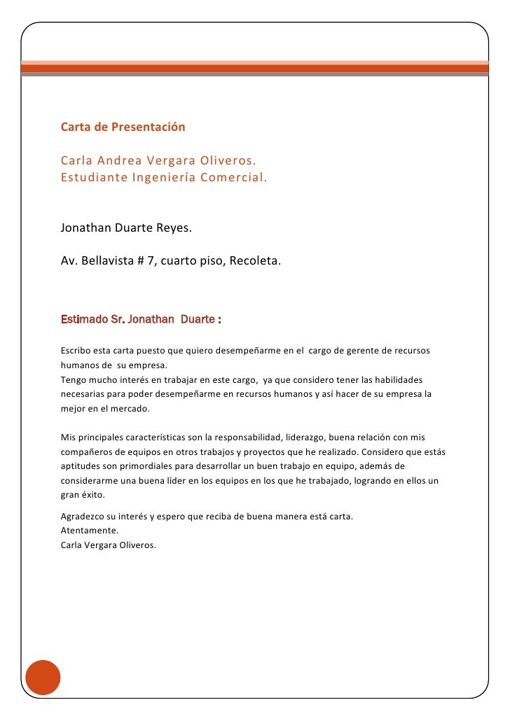 Carta de presentación