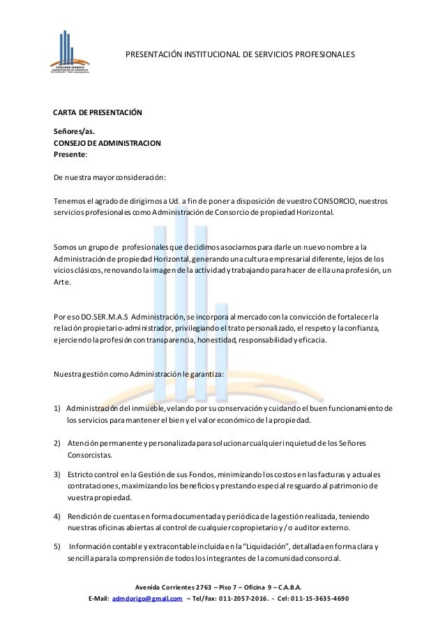 Carta de presentación consorcios