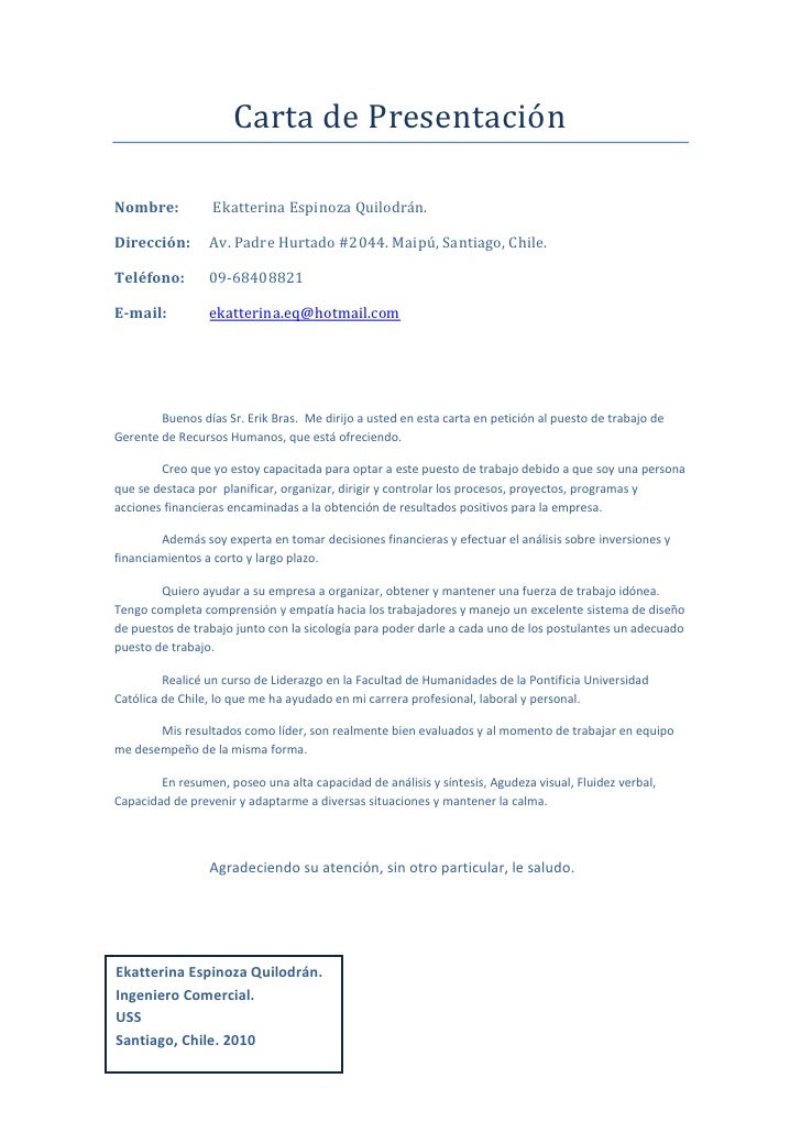 Carta de presentación pdf