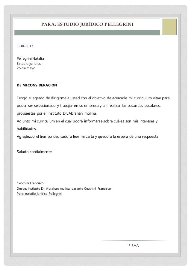 Carta De Presentacion Estudio Juridico Eva Book