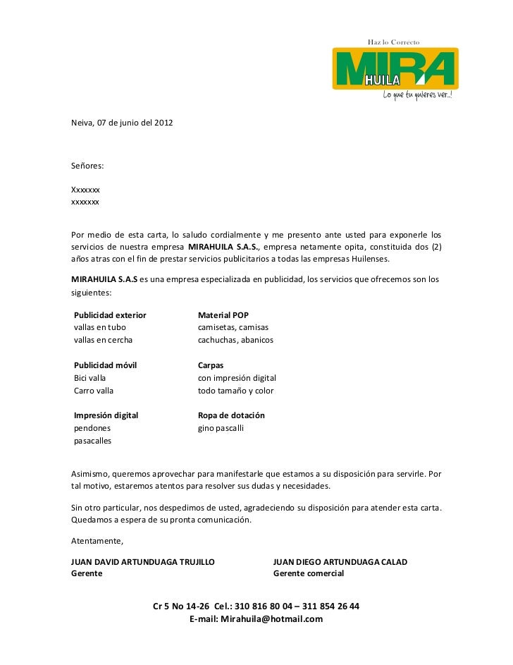 cartas de presentacion de una empresa