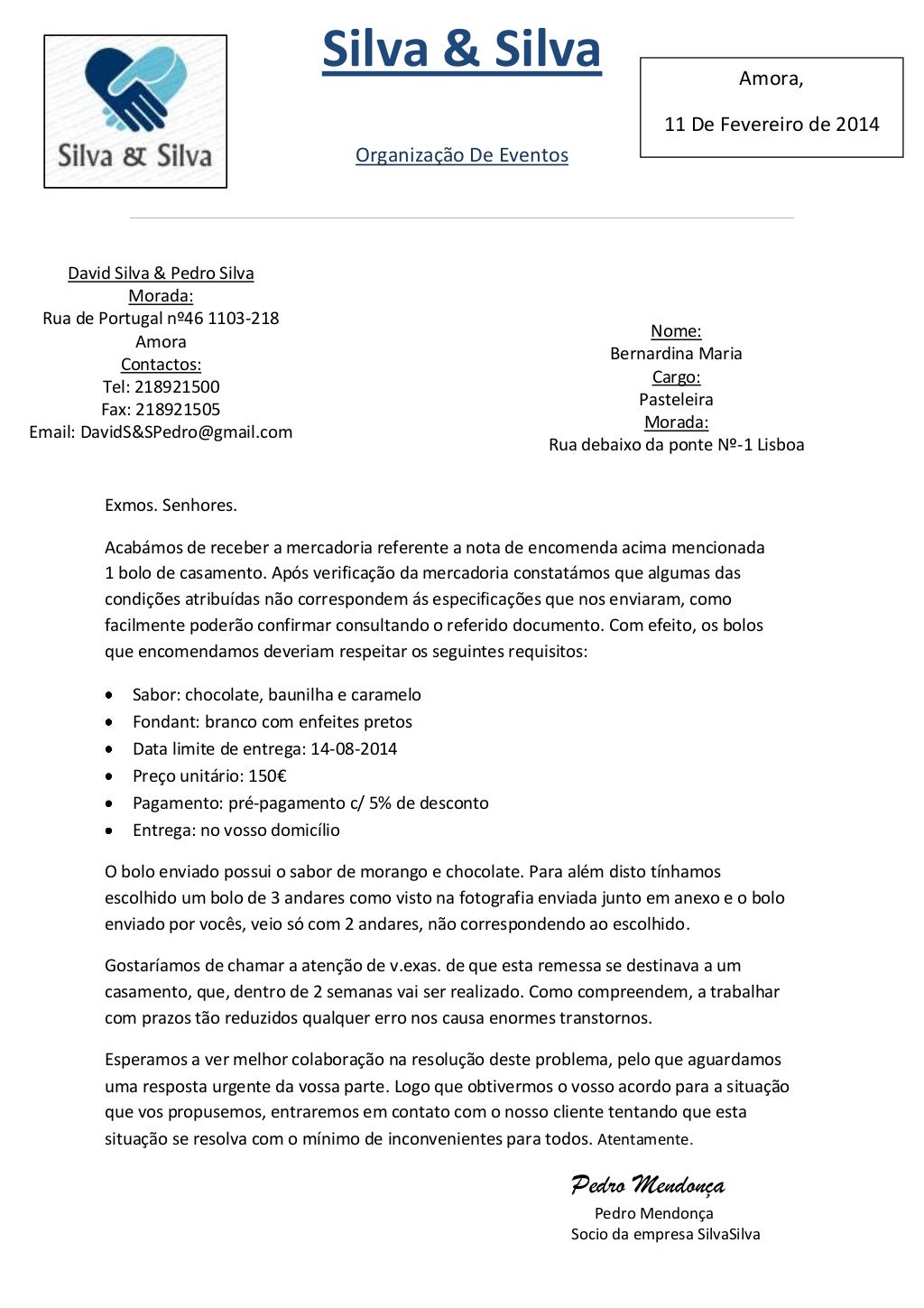 Carta De Reclamação Atividade  EDUCA